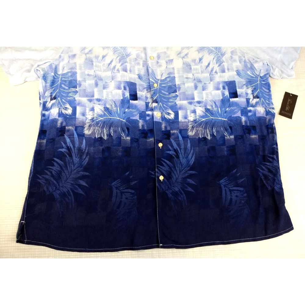 Tasso Elba Island Ombre Shirt Men XXL Rayon Button Up Blue Hawaiian 2XL NWT READ - Picture 6 of 16